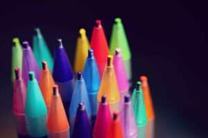 Different color crayon pencils.