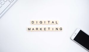 digital marketing written on table