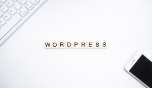 Letter cubes on a white surface that spell out “WordPress”.